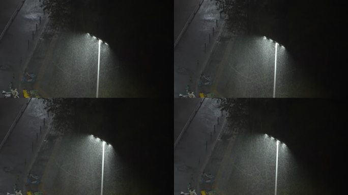 【原创正版素材】雨天下雨雨滴雨下的路灯