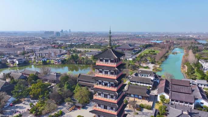 扬州大运河文化旅游度假区大明寺栖灵塔航拍