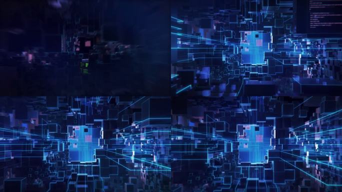 3D科技穿梭空间通道大数据芯片视频