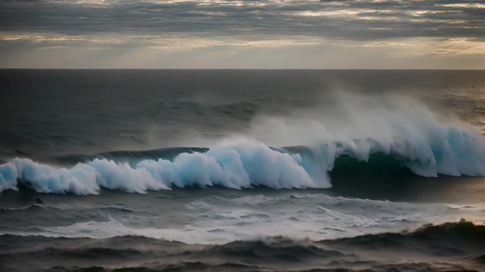 岩石海岸线上的碎浪