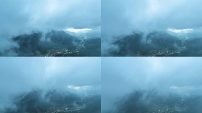 云雾下的长泰古山重村4K航拍