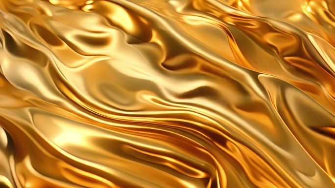 金色液态金属流动丝滑背景