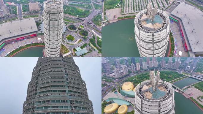 河南郑州市大玉米大楼航拍绿地中心千玺广场