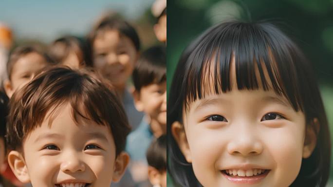 【竖版】快乐儿童小孩开心笑脸