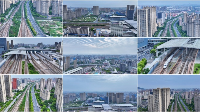航拍无锡站火车站 城市高铁出行