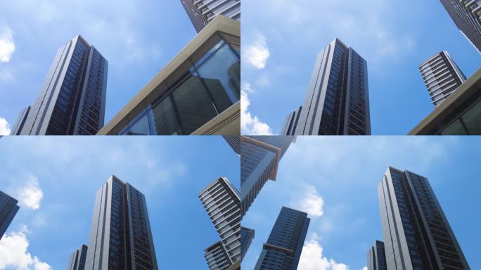 城市高楼大厦仰视唯美空镜头
