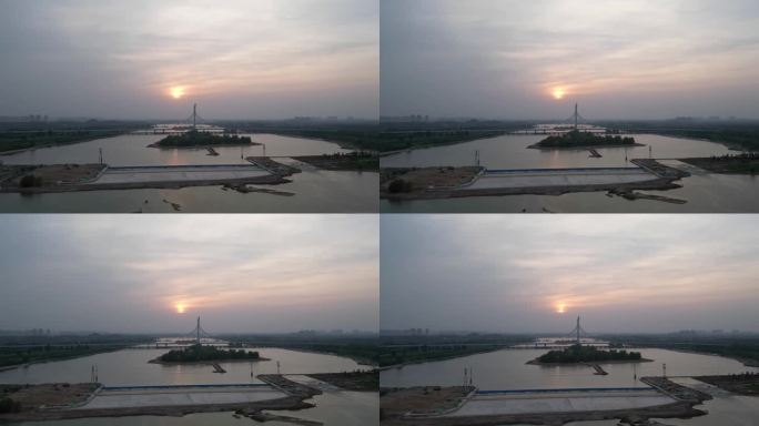 滹沱河日落延时航拍摄影