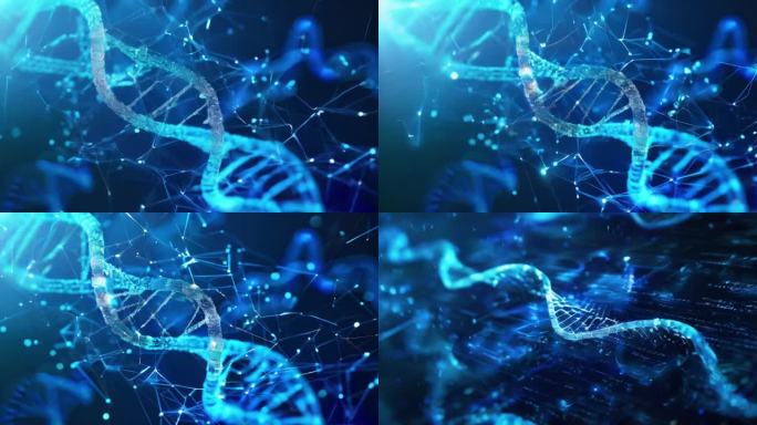 生物DNA蓝色染色体三维效果