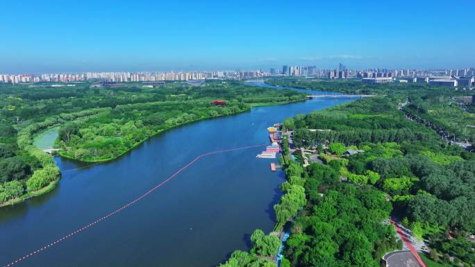 航拍北京大运河 大运河森林公园