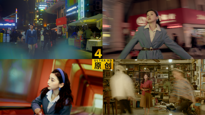 王家卫风格车流空镜女生意识流