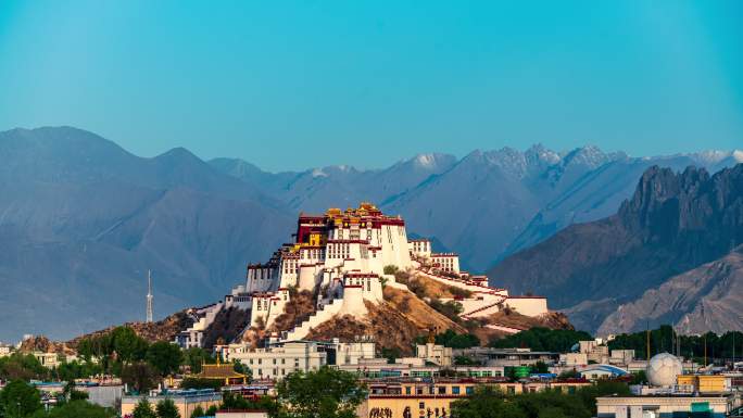 中国西藏拉萨布达拉宫日出延时摄影