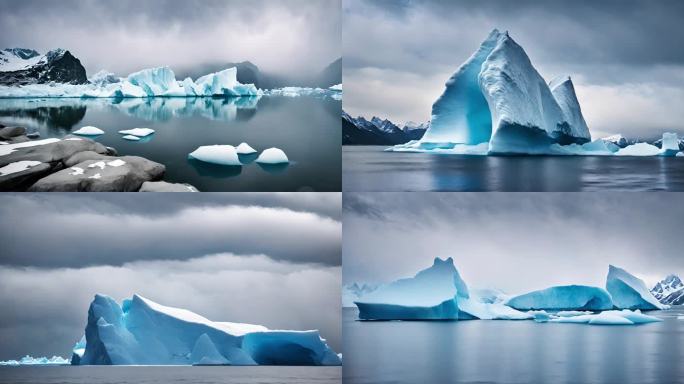 冰川风光 冰山 冰川融化 南极 北极