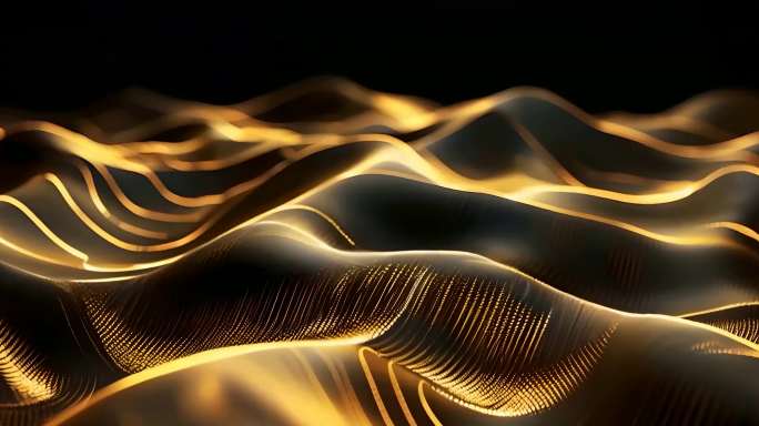 抽象金色波浪起伏线条