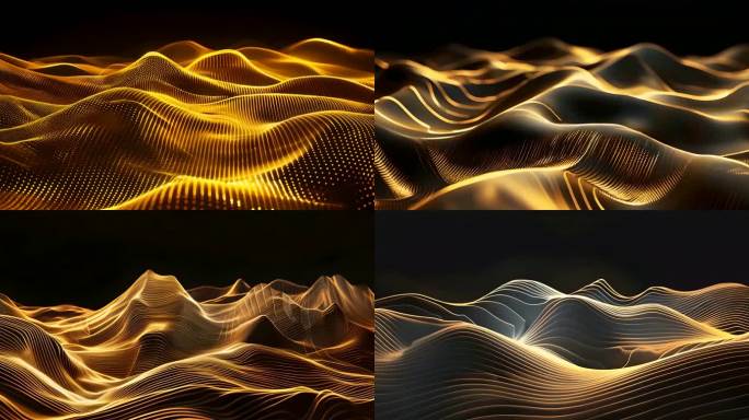抽象金色波浪起伏线条