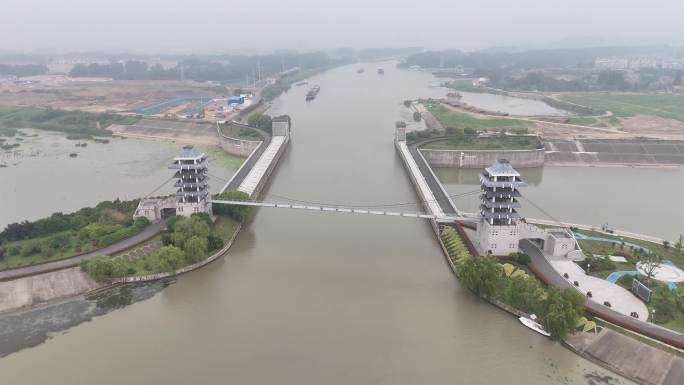 江苏淮安清江浦 京杭运河水上立交4K航拍