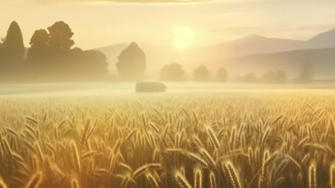 【4k】小麦麦田丰收麦浪小麦生长