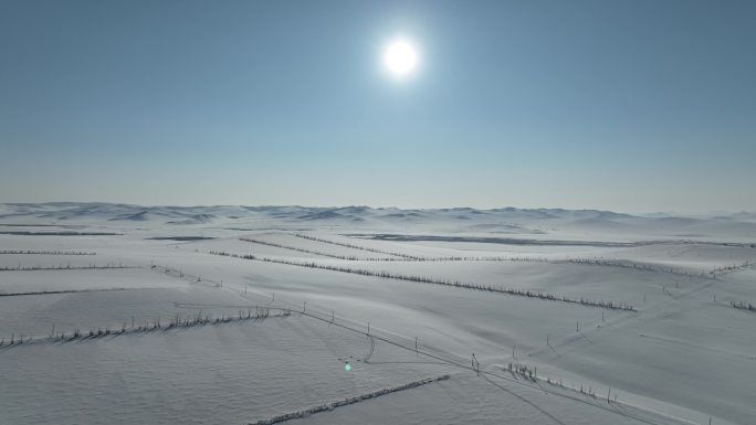 航拍内蒙古垦区雪原风光