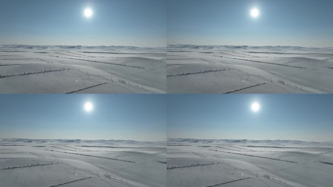 航拍内蒙古垦区雪原风光