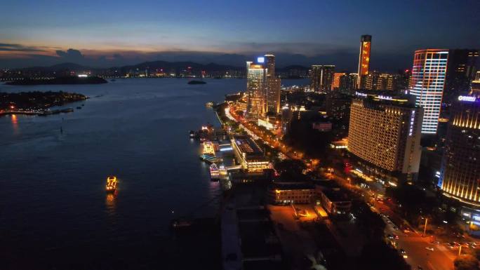 航拍厦门城市夜景合集