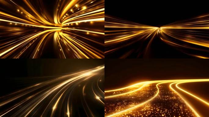 金色抽象线条光线科技背景