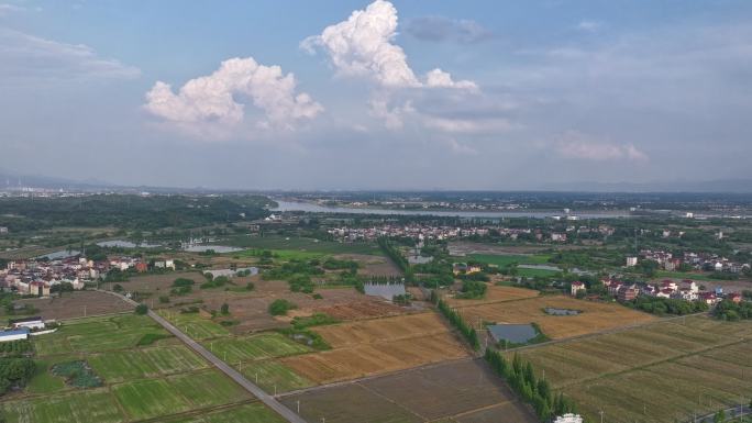 4K航拍延时摄影 浙江农村风景 农田江河