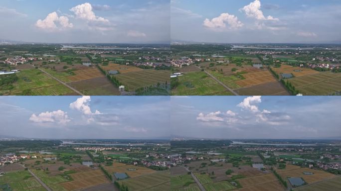 4K航拍延时摄影 浙江农村风景 农田江河
