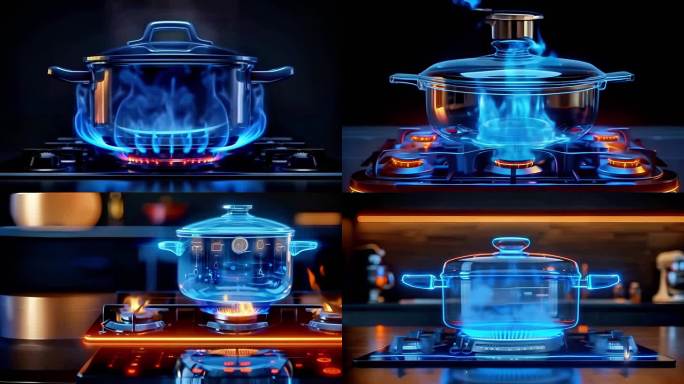 燃气灶煮沸 沸水 +炊具 灶台