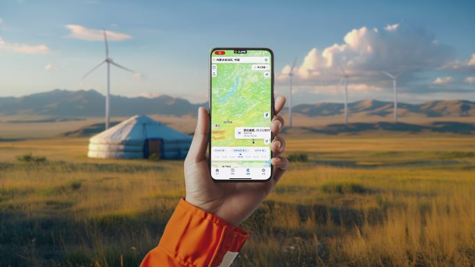 内蒙古草原风力发电手机测风速