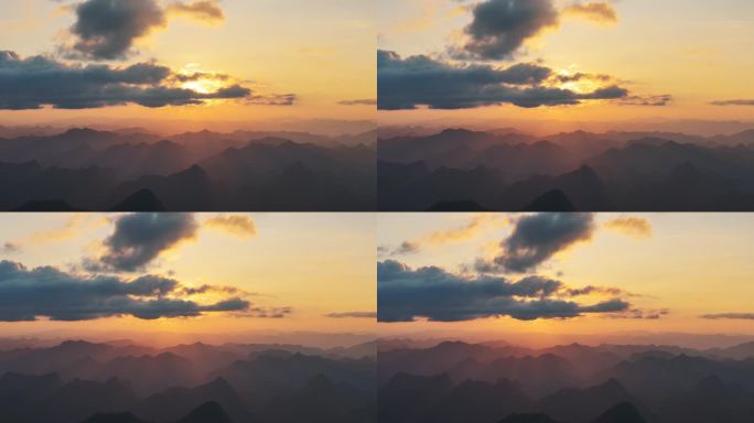 日落 黄昏 高山云层