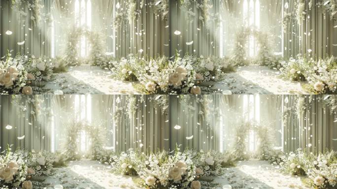 浪漫白色婚礼舞台背景4