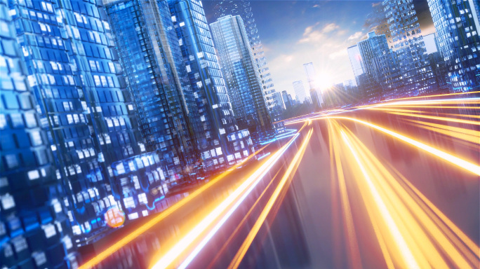 科技AI三维全息城市建筑穿梭