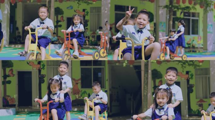 小朋友玩耍  小朋友骑三轮车 幼儿园玩耍