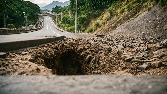 地震损坏的道路