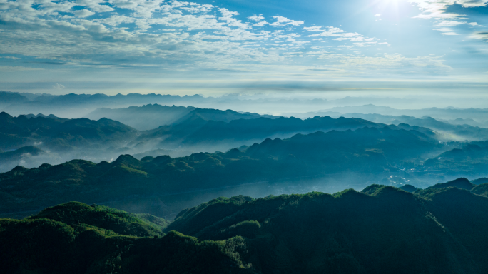 祖国大好河山日出云海日落大山水墨山河