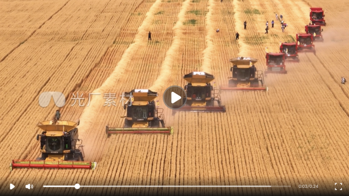 现代化农业机械化大规模收割小麦农机丰收