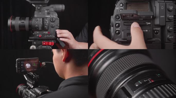 摄影师使用相机 操作相机 调整镜头