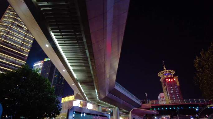 夜晚仰望上海陆家嘴三件套高楼大厦夜景视频