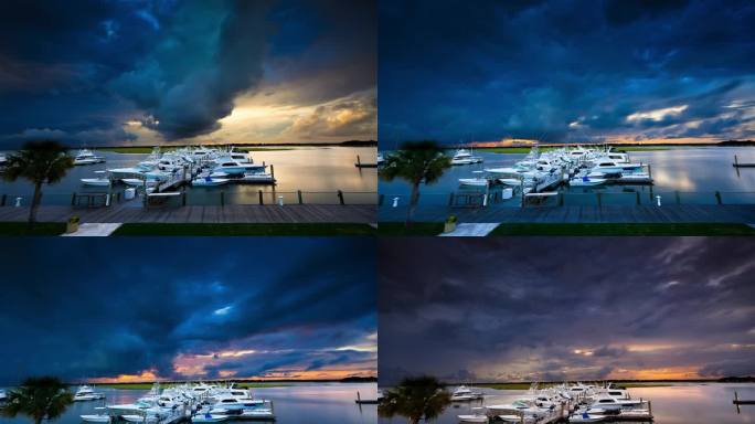 4K海港码头天空实景延时摄影视频素材