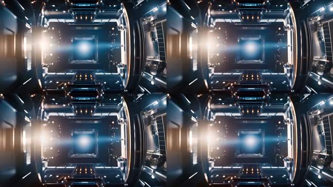 科技灯光金属通道隧道走廊太空飞船科幻数字