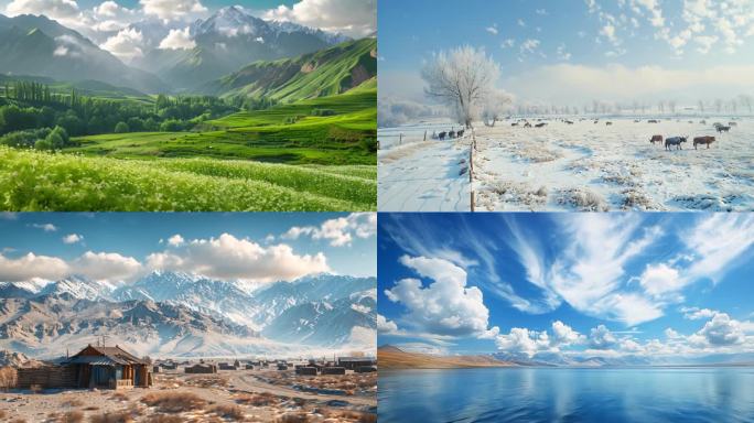 中国风景合集新疆阿勒泰宣传片航拍视频素材