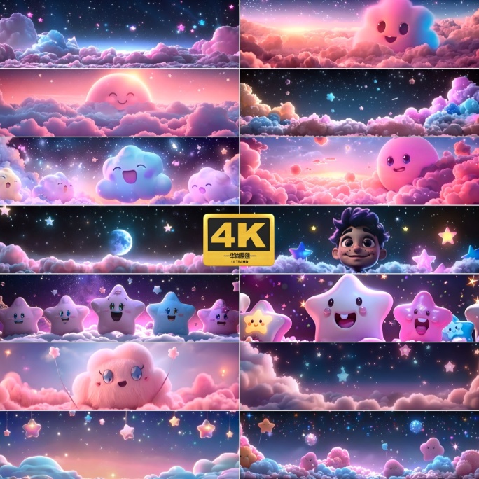 4k宽屏卡通云朵小星星儿童节合集