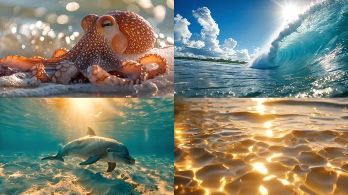 海底世界视频素材合集海浪奋斗励志宣传片