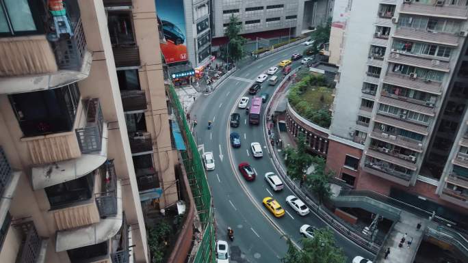 重庆航拍车流街道拥挤