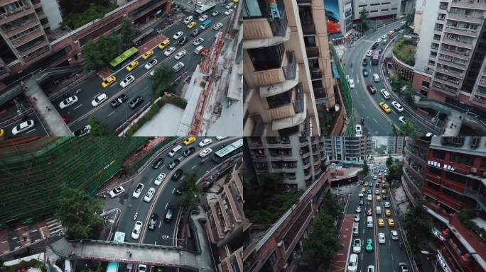 重庆航拍车流街道拥挤