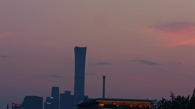北京中国尊延时航拍夕阳大片