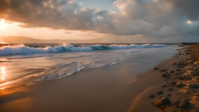 海浪拍打沙滩