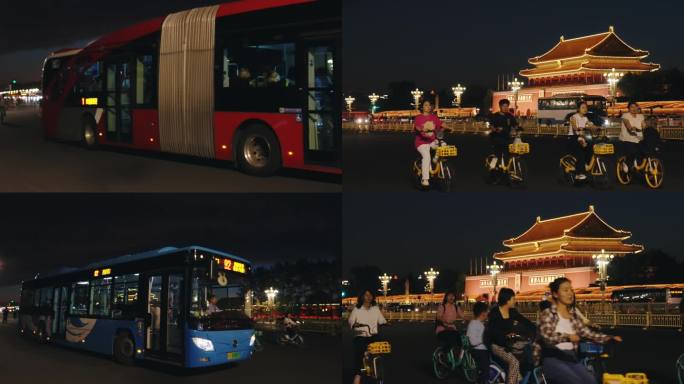 北京天安门前经过的游客人群市民