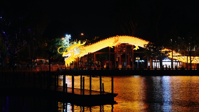北京什刹海公园夜景唯美素材
