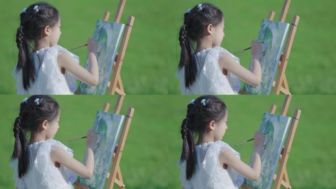 小女孩画画