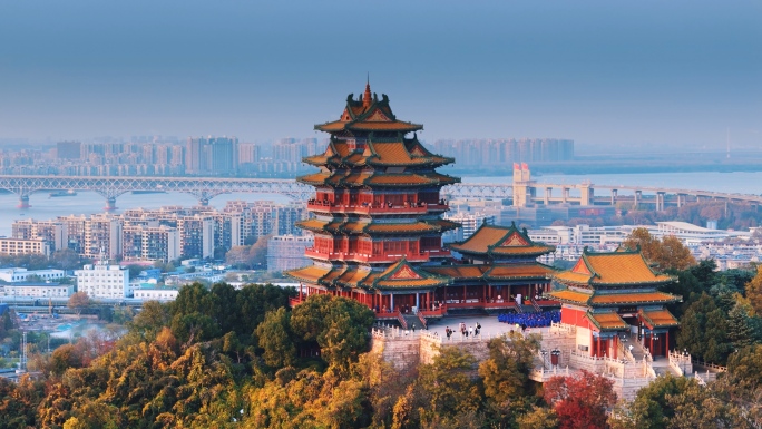 南京阅江楼航拍南京地标
